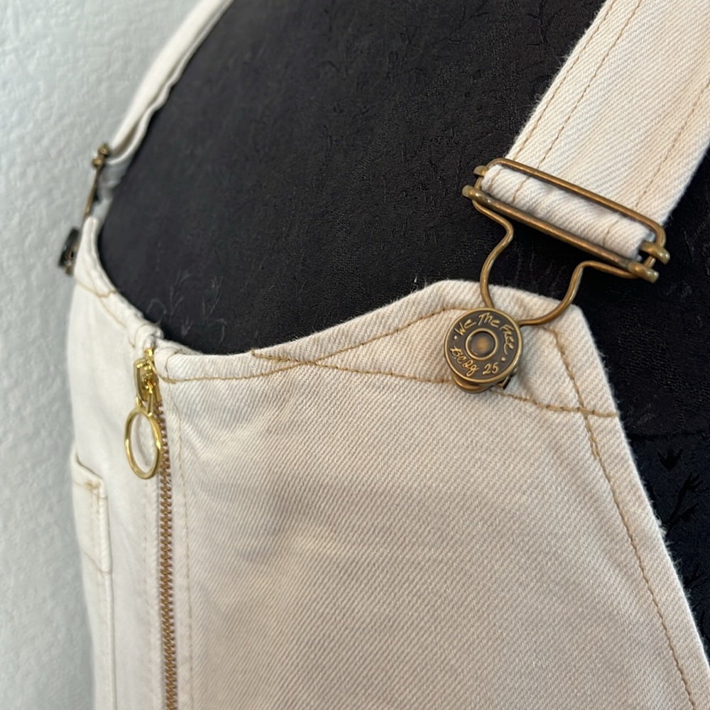 Free People Cream Denim Overalls - Picture 4 of 7